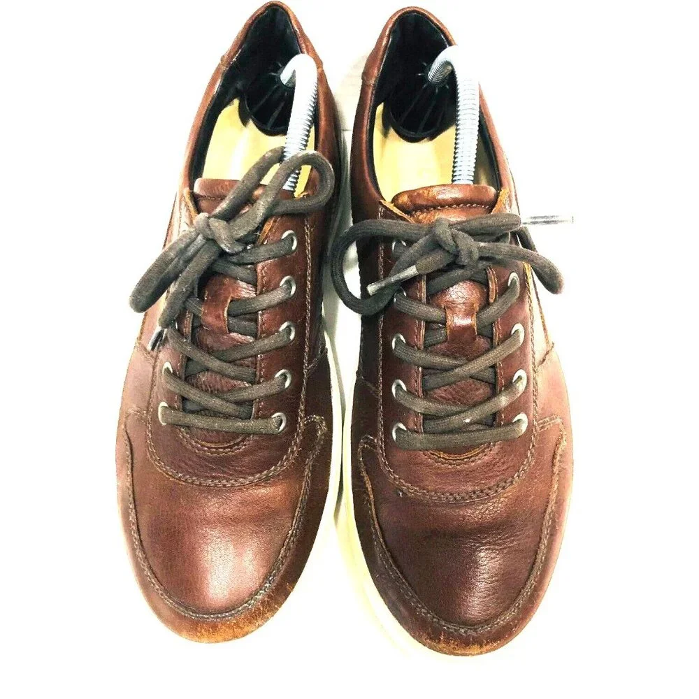 ECCO Soft 7 City Leather Lace-Up Sneakers Shoes Men's 42  US 8-8.5‎ Cognac Brown